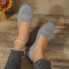 Women's Breathable Knitted Slip On Flats Lightweight Walking Shoes