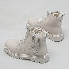 Women's Non-slip Zipper Snow Boots - Warm Thick Bottom Sneakers