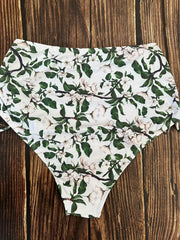 Floral Print Drawstring Plus Bikini Bottoms