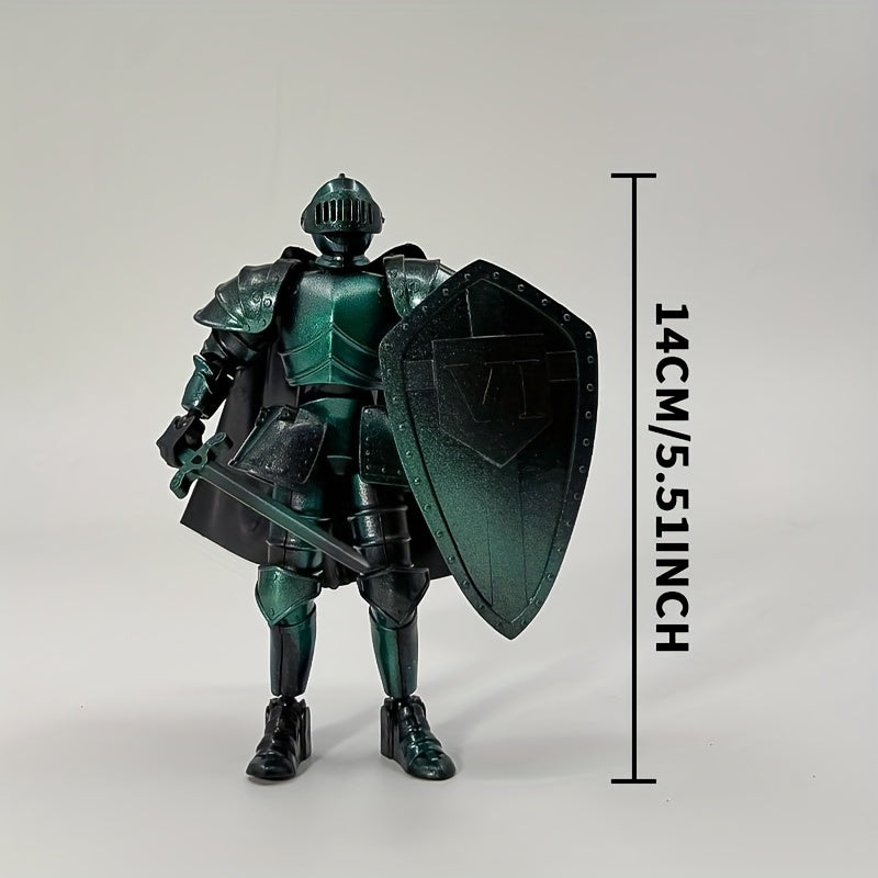 Medieval Knight Figurine Retro Mech w/ Weapons & Shields Display Decor