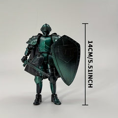 Medieval Knight Figurine Retro Mech w/ Weapons & Shields Display Decor