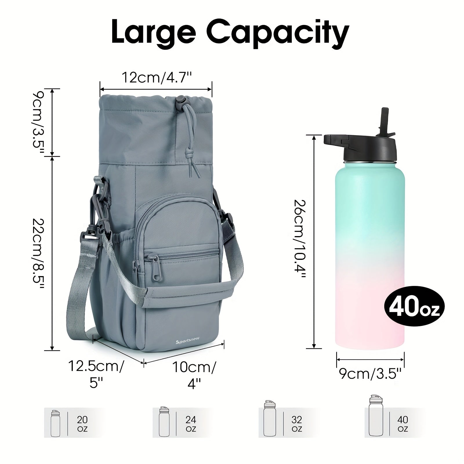 Sports Water Bottle Carrier Sling Bag 1L Capacity & Phone Pocket
