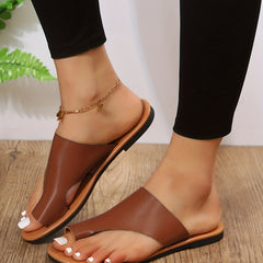 Women's Flat Slides Soft PU Leather Comfy Slides