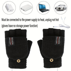 Rechargeable Heated Half Finger Gloves USB Charging Winter Hand Warmer