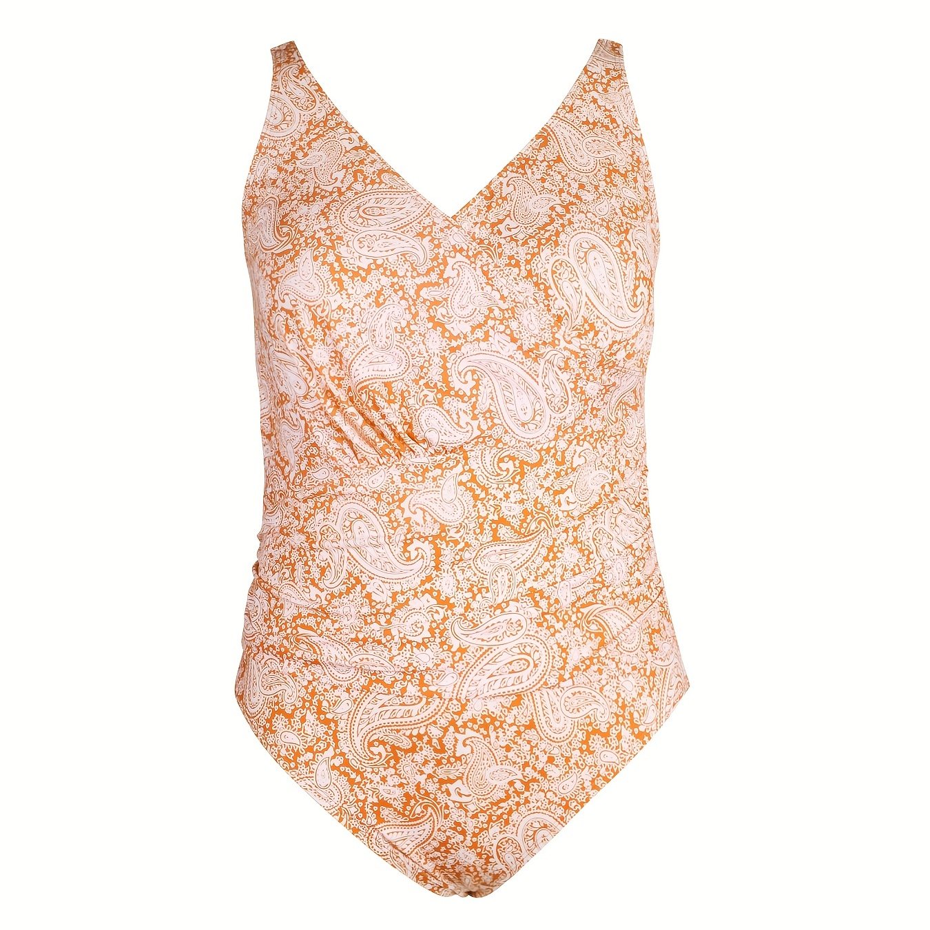 Boho Swimsuit Women's V Neck One Piece Bathing Suit