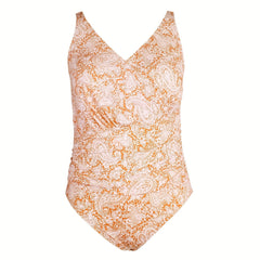 Boho Swimsuit Women's V Neck One Piece Bathing Suit