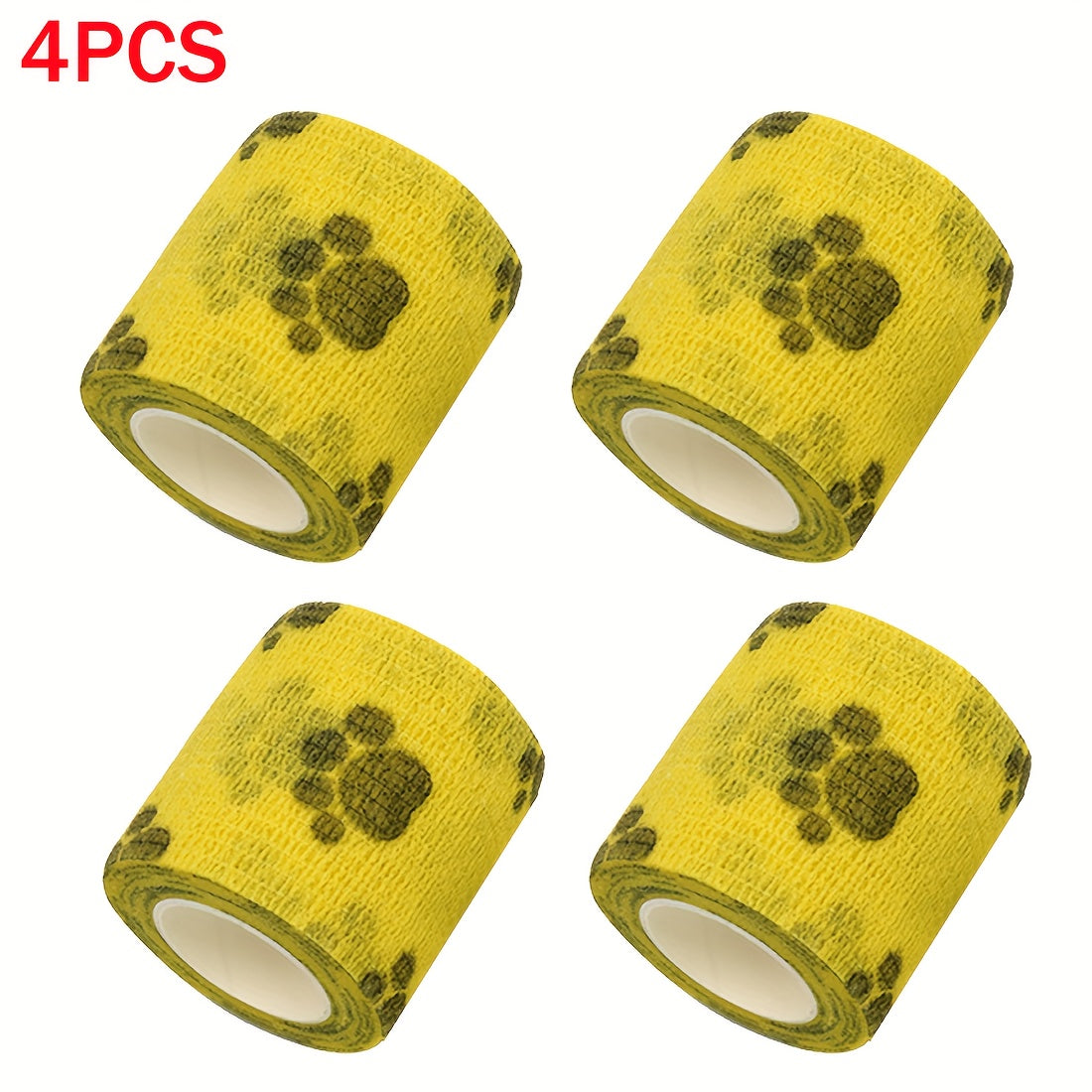 4pcs Cartoon Pattern Pet Self Adhesive Bandage Rolls Vet Tape For Cat And Dog