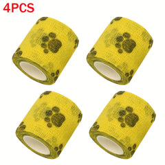 4pcs Cartoon Pattern Pet Self Adhesive Bandage Rolls Vet Tape For Cat And Dog