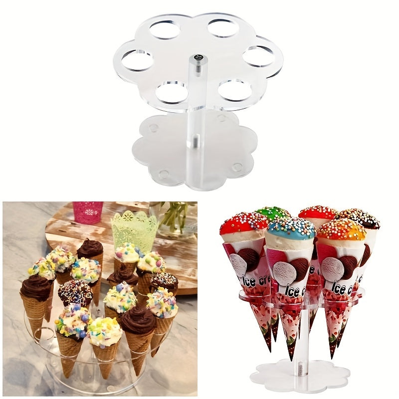 Acrylic Ice Cream Egg Cylinder Stand Holder with 16 Holes