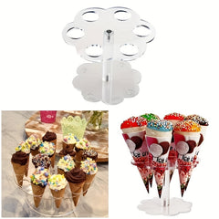 Acrylic Ice Cream Egg Cylinder Stand Holder with 16 Holes