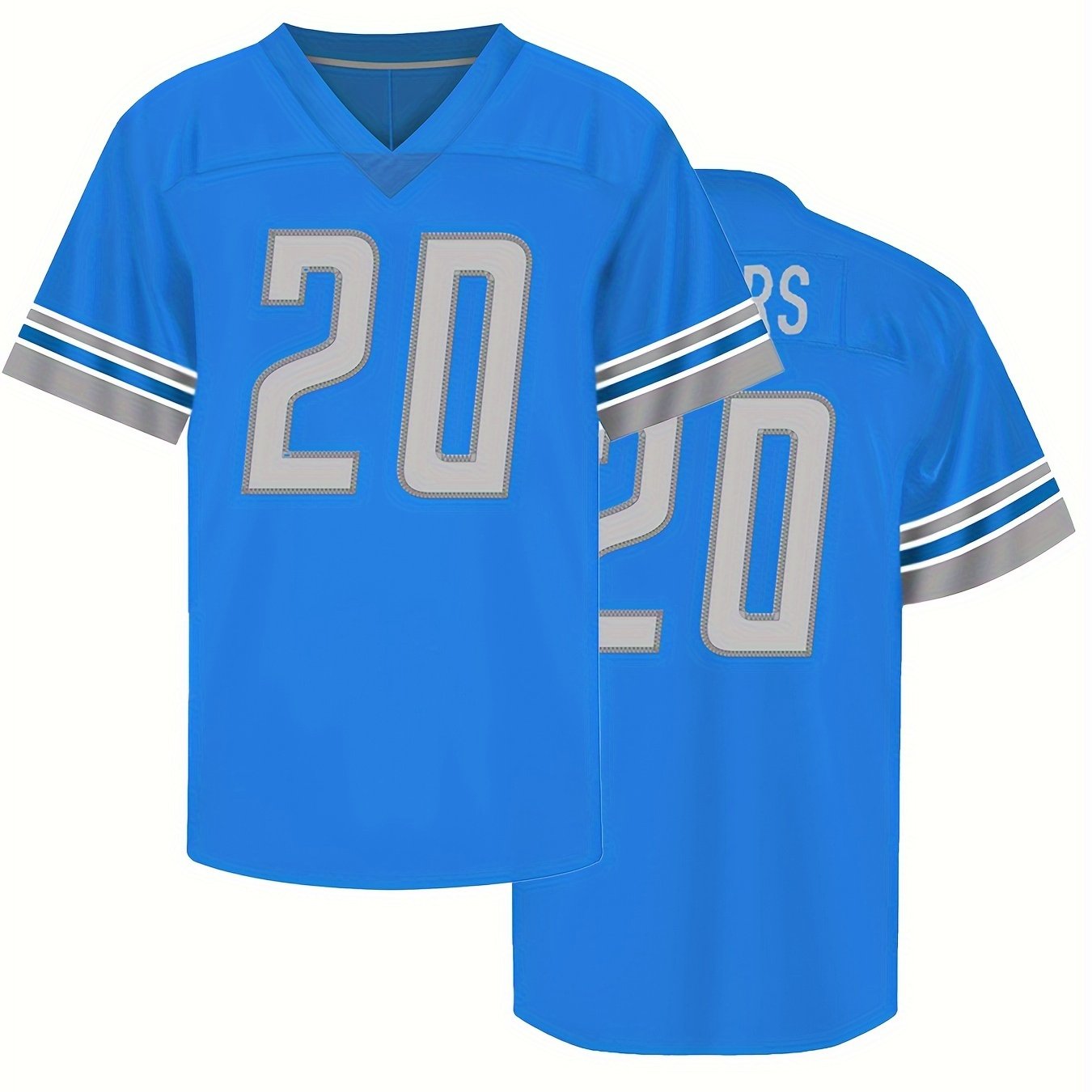 Men's Football Jersey V Neck Short Sleeve Embroidery Stitched Sweatshirt