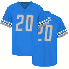 Men's Football Jersey V Neck Short Sleeve Embroidery Stitched Sweatshirt
