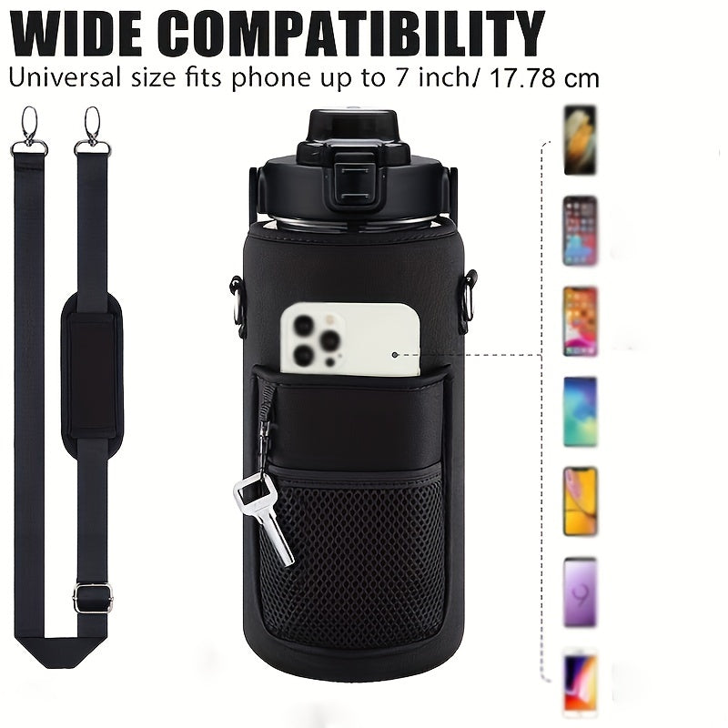 Stay Hydrated Sporty Insulated Water Bottle Carrier with Strap & Pockets