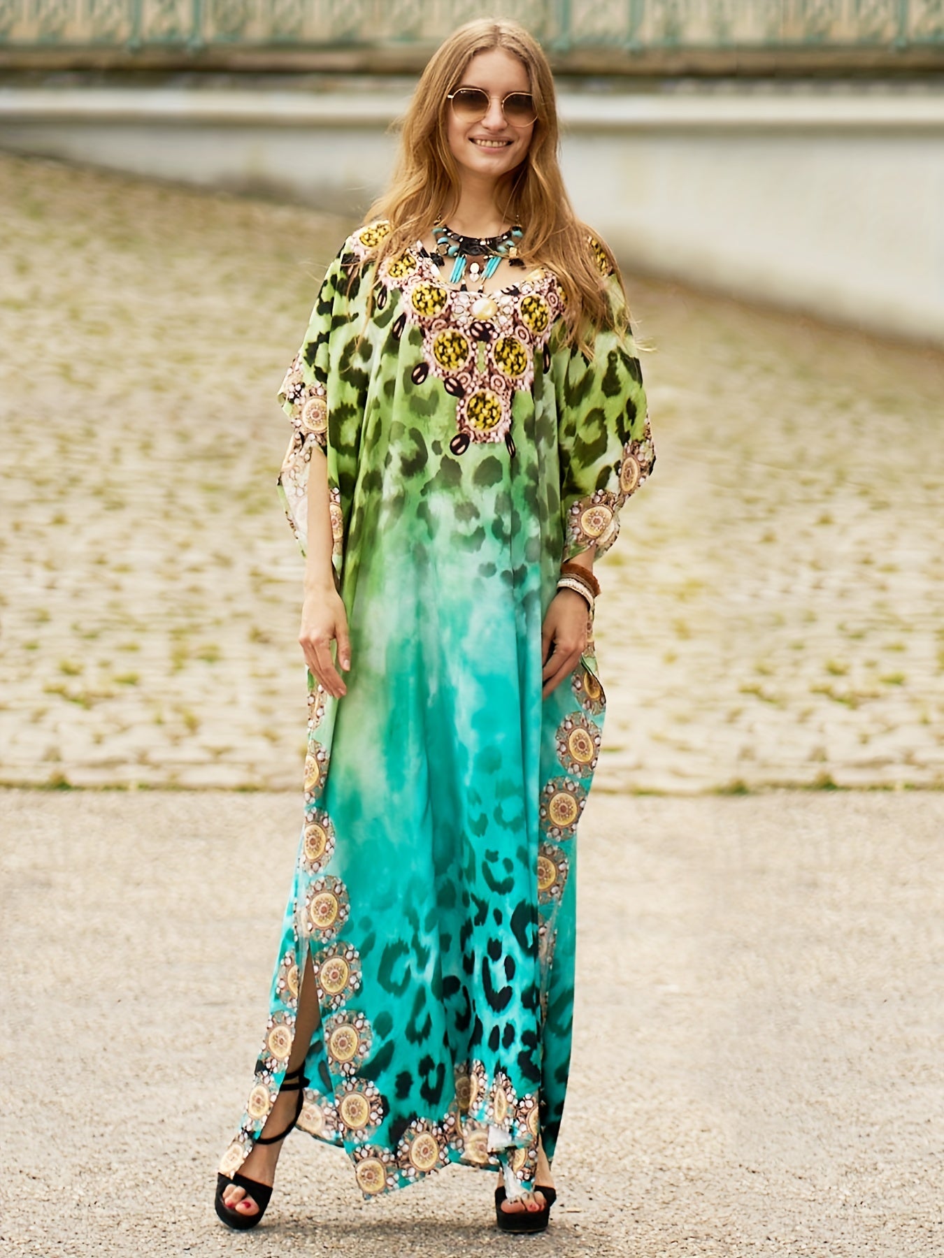 Boho Leopard Print Cover Up Dress