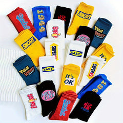 10 Pairs Letter Print Mid Tube Socks Women's Stockings
