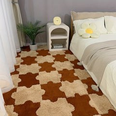 6pcs Interlocking Shaggy Soft Floor Mat Anti-slip Area Rugs