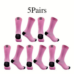 5 Pairs Breathable Mid-Calf Socks for Men and Women
