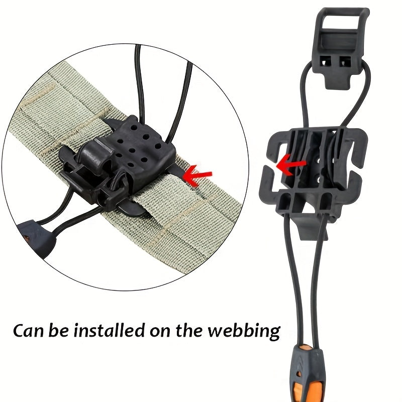 2pcs Elastic Rope Tactical Clips Hanging Whistle Buckle