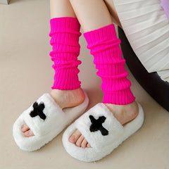 Rib Knit Leg Warmers Knee High Socks Women's Stockings