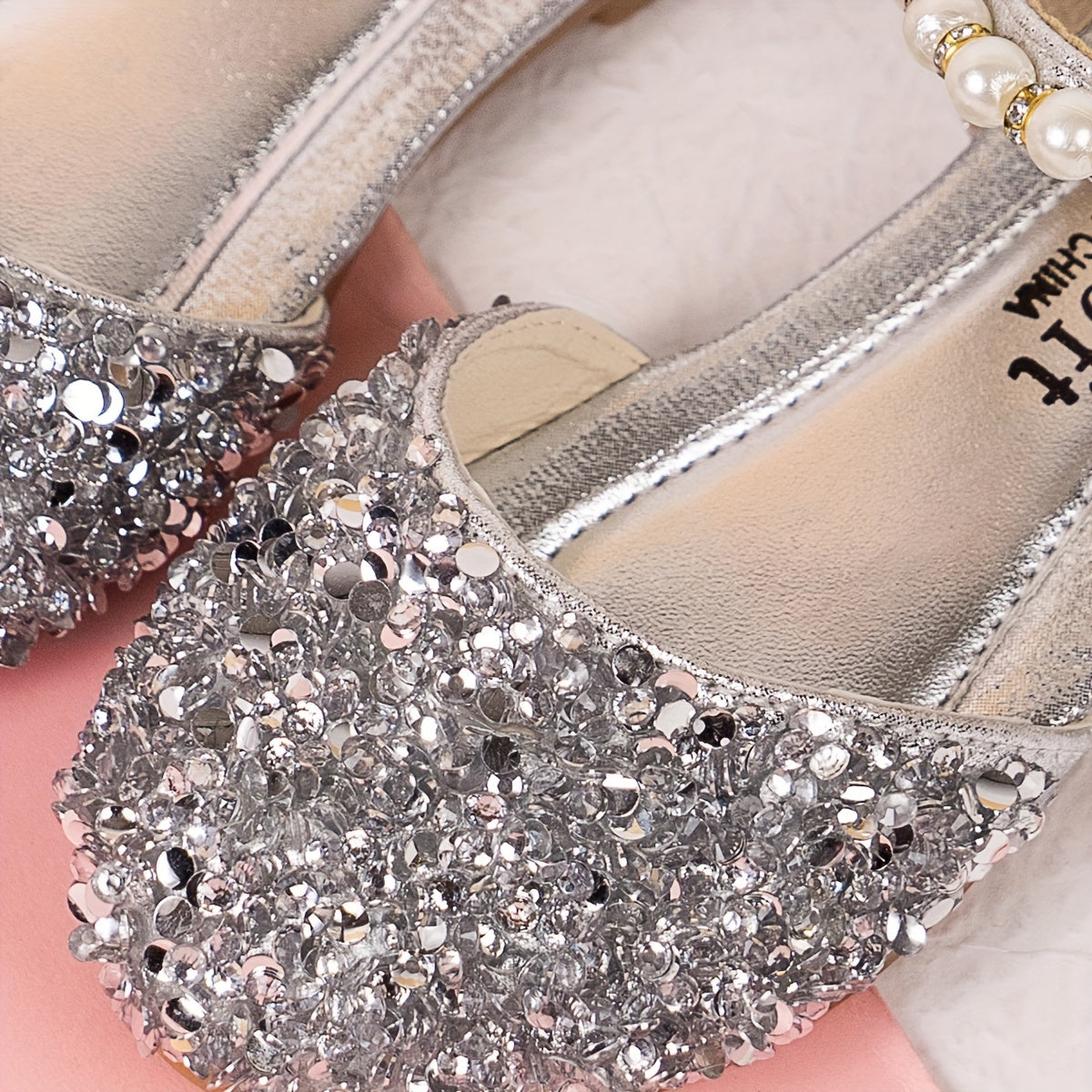 Glitter Dress Shoes Low Heel Princess for Kids