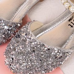 Glitter Dress Shoes Low Heel Princess for Kids