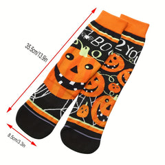 5 Pairs Cartoon Print Socks Comfy Halloween Mid Tube Socks Women's Stockings