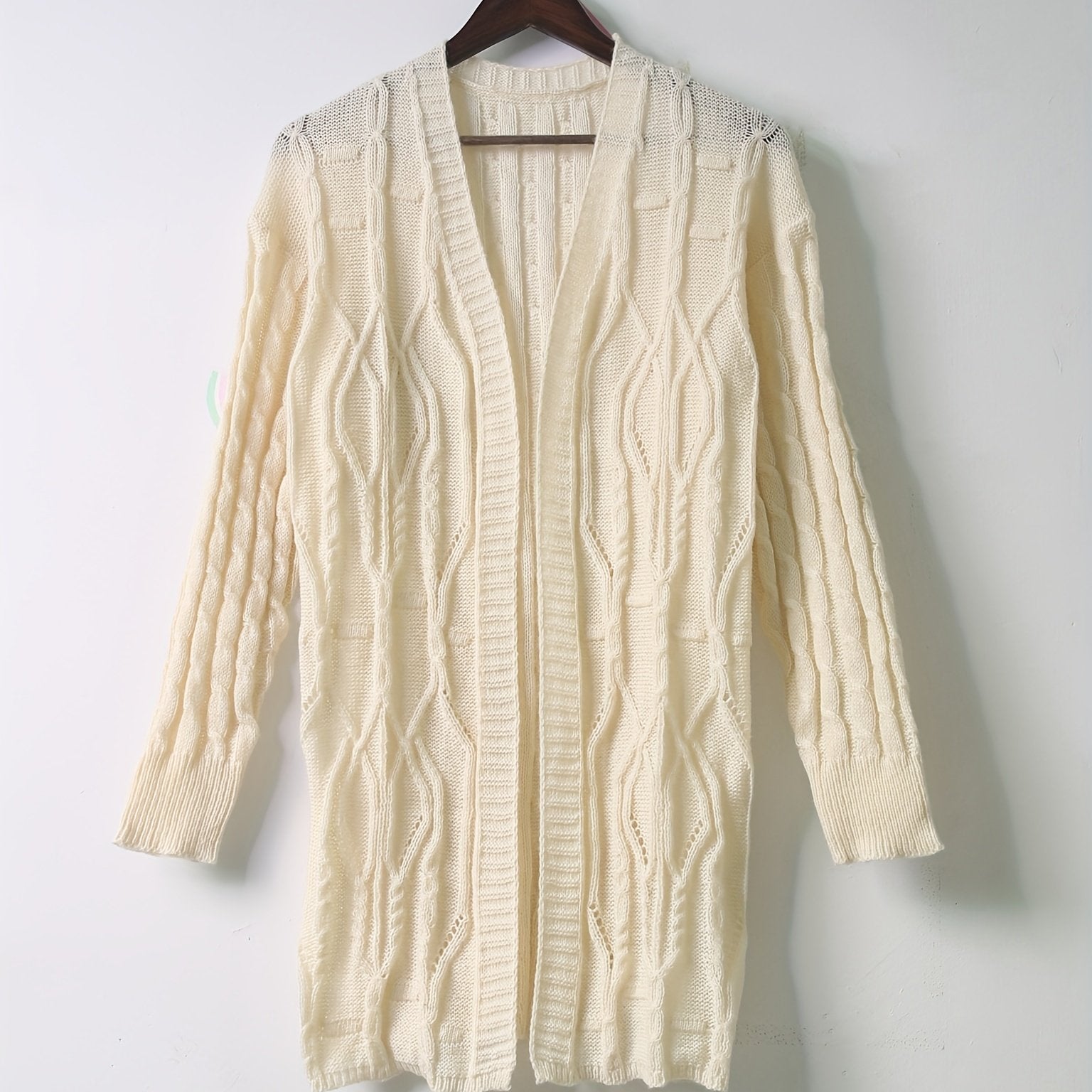Ribbed Knit Cardigan V Neck Long Sleeve Sweater Women's Clothing