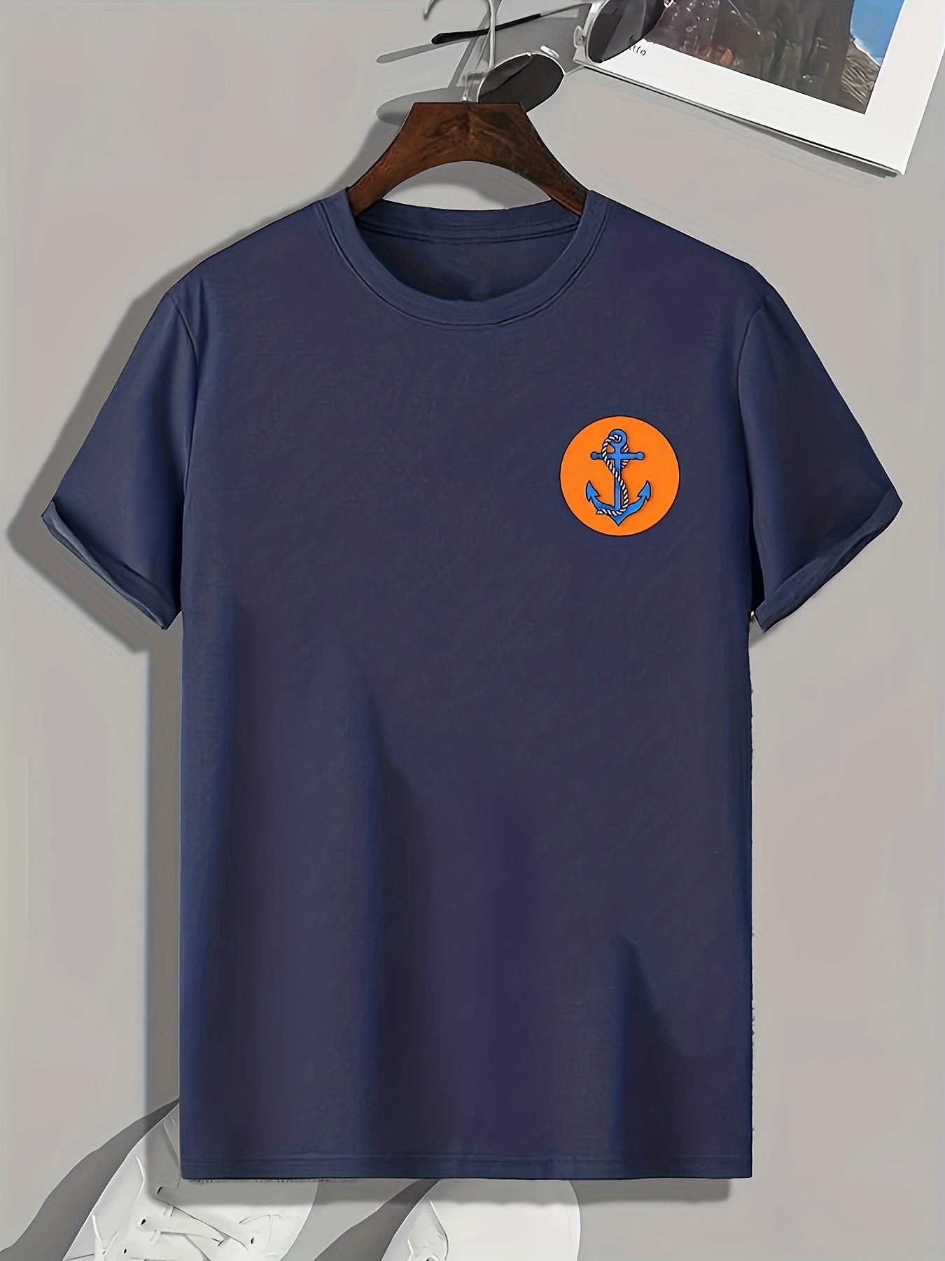 Anchor Chest Print Men's Graphic T shirt Casual Comfy