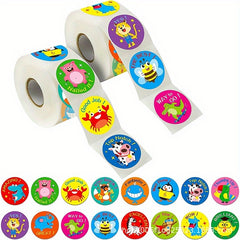 500 Animal Thank You Stickers Roll Adhesive Labels