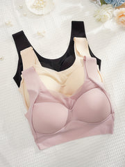 3pcs Wireless Mesh Stitching Bra Seamless Intimates Lingerie