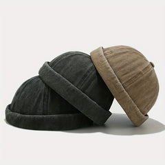 Retro Washed Melon Leather Hat Street Hip Hop All Match Landlord Hat