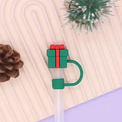 5pcs Christmas Cartoon Straw Covers, Reusable Dustproof Stoppers