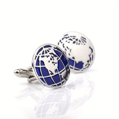Round Earth Cufflinks Map Shape French Shirt Button Cuff Nails