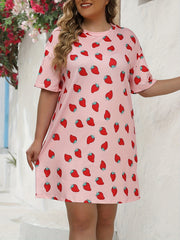 Nightdress Women's Plus Strawberry Print Comfort Nightdress