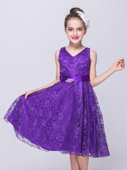 Girls Sleeveless Lace Puffy Princess Dress Wedding Flower Girls