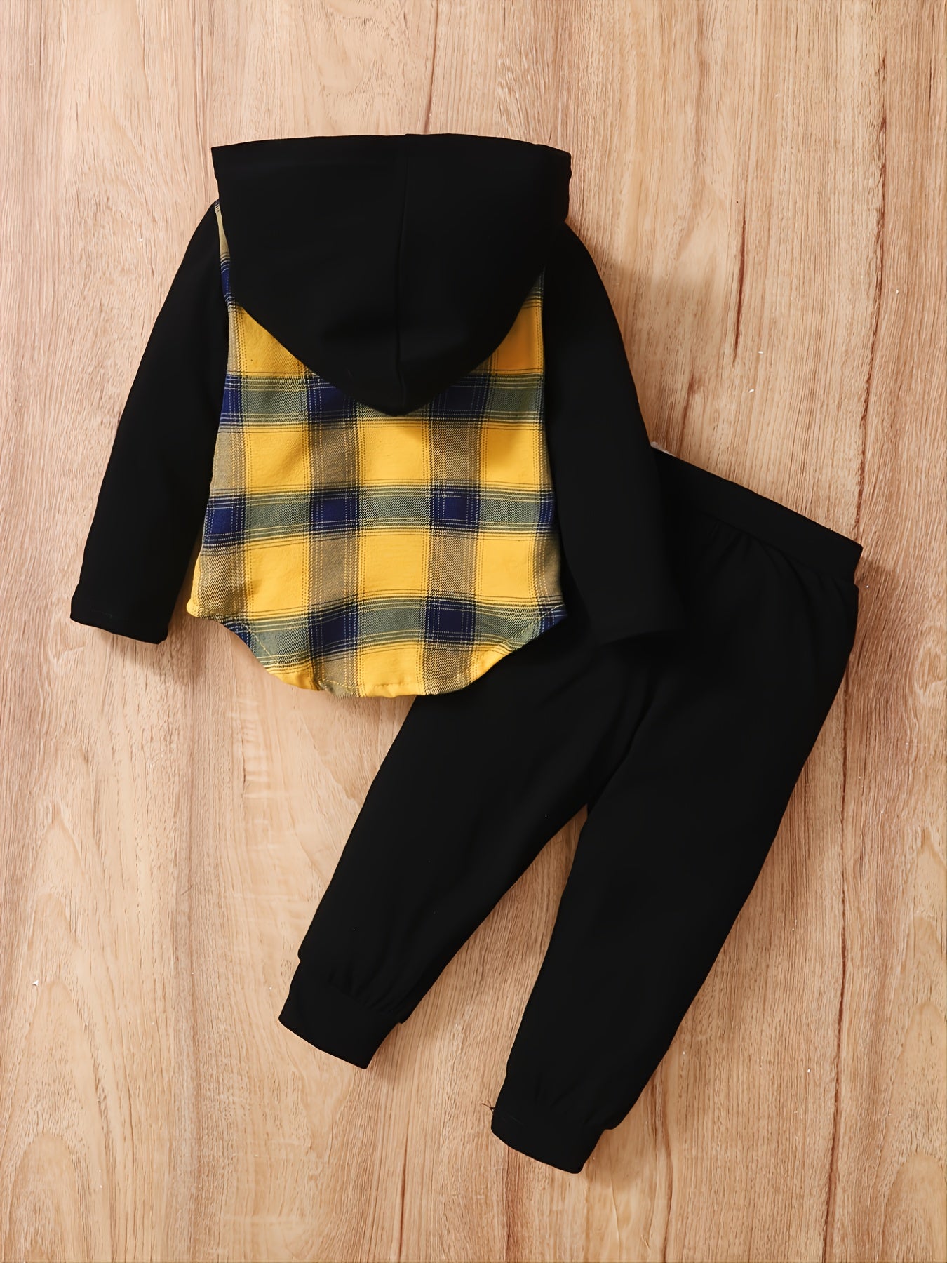 Baby Boys Hooded Top & Pants Plaid Set Baby Kids Clothes