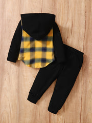 Baby Boys Hooded Top & Pants Plaid Set Baby Kids Clothes