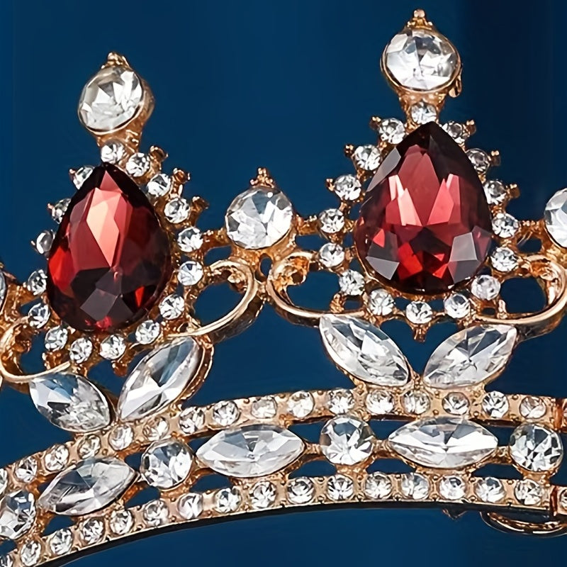 Crystal Ruby Tiara Wedding Bridal Crown Head Jewelry