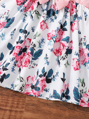 Girls Flower Print Ruffled Dress for Summer Party