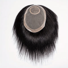 Men's Clip In Hairpiece 14x19 Straight Hair Topper with Bangs