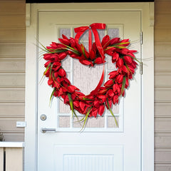 Tulip Heart Garland Indoor Outdoor Decoration Window Showcase Party Supplies