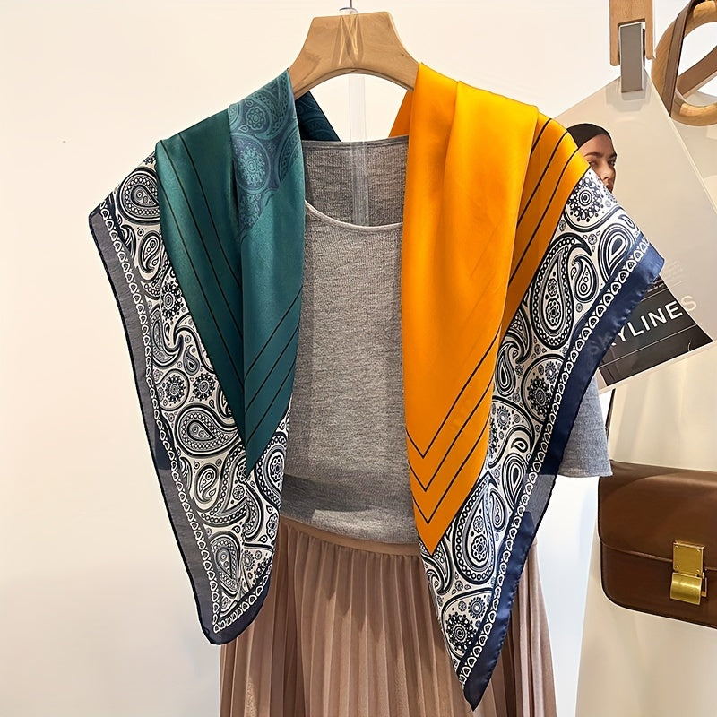 Paisley Print Shawl Square Scarf Bandana Silk Head Wrap Sunscreen Towel