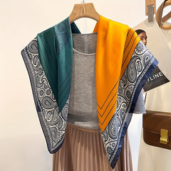 Paisley Print Shawl Square Scarf Bandana Silk Head Wrap Sunscreen Towel