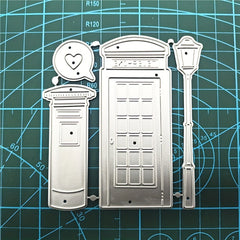 Metal Carbon Steel Cartoon Telephone Booth Greeting Card Embossing Die