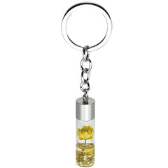 Glass Wish Bottle Keychain Dried Flower Pendant Charms Key Ring