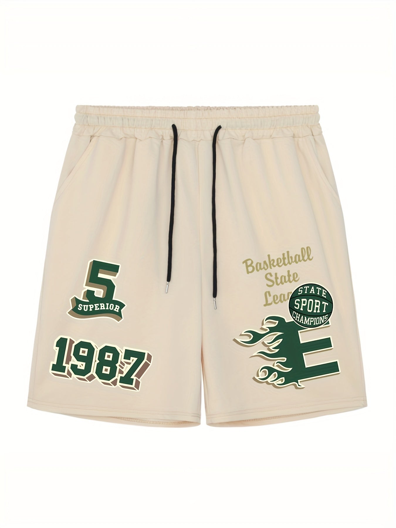 Men's Bball State League Graphic Shorts Stretchy Comfy Summer Daily Casual Pants