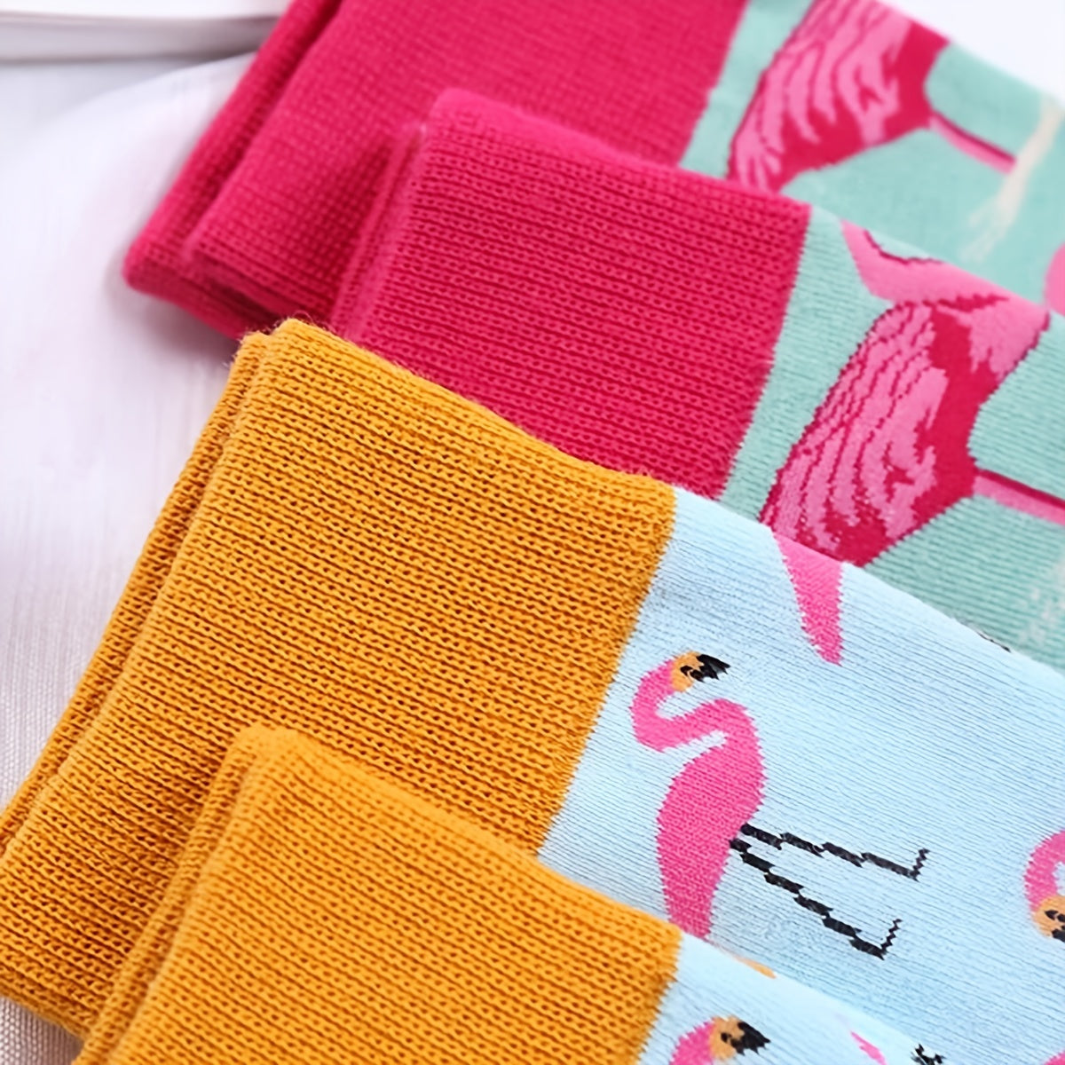 2pairs Flamingo Socks Novelty Christmas Stockings Women's Hosiery