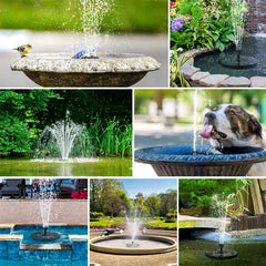 Solar Fountain Pump with 6 Nozzles - Ideal for Bird Baths, Ponds, Gardens