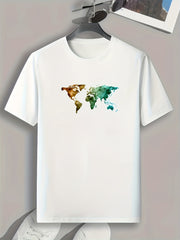Gradient Geometric Print Men's Comfy T-shirt for Outdoor Summer