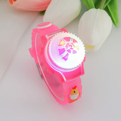 Pink LED Fidget Spinner Cartoon Watch for Kids